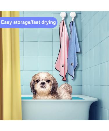 KSvaye 2-Pack Extra Absorbent Microfiber Dog Towels - Quick-Drying Pet Bath Towels (90x50 cm) for Dogs & Cats - Soft Blue & Pink - Buy Online on GoSupps.com