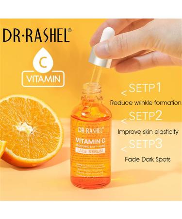 DR RASHEL Vitamin C Face Serum Brightening & Anti-aging Facial Serum Vitamin C Serum for Face with Hyaluronic Acid Organic Vitamin C Serum for Face Dark Spots Even Skin Tone Lines & Wrinkles (1) - Buy Online on GoSupps.com