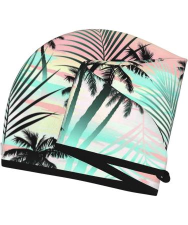 Buy Tropical Summer Palm Microfiber Hair Towel - Super Absorbent Coral Velvet Quick Dry Wrap for Long Curly & Thick Hair - Ideal for Women - Buy Online on GoSupps.com
