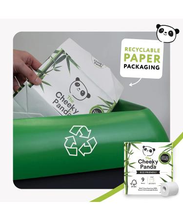 The Cheeky Panda Bamboo Toilet Tissue Paper - 9 Rolls, 3-Ply 200 Sheets, Hypoallergenic, Plastic-Free, Eco-Friendly, Super Soft & Strong - Sustainable Option - Buy Online on GoSupps.com