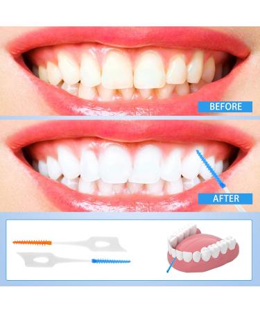 200 Interdental Brushes - Silicone Dental Brushes with Box | Portable Dual-House Floss Sticks for Effective Tooth Cleaning - Green Orange Blue - Buy Online on GoSupps.com