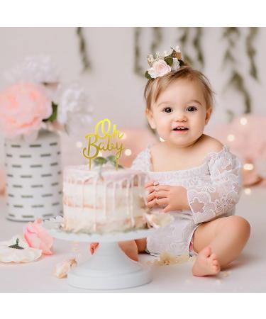 Baby Cake Topper 6Inch Cake Picks Baby Shower Birthday Gender Reveal Theme Party Glitter Acrylic Cake Decorations Supplies for Kids Baby Girl Boy Gold - Buy Online on GoSupps.com