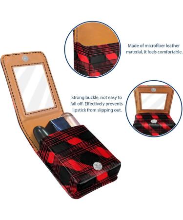 Travel Lipstick Organizer Case Portable Makeup Bag with Mirror | Classic Red Plaid M755f1fbpa Shop Internationally - Buy Online on GoSupps.com