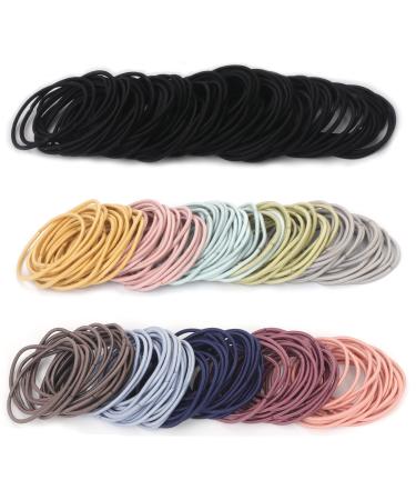 Unaone Hair Elastics Ties 300 PCS Stretchable Rubber Hair Band No Crease Hair Band 2mm for Thin Hair Suitable for Women Men Girls and Boys C:300 Pack