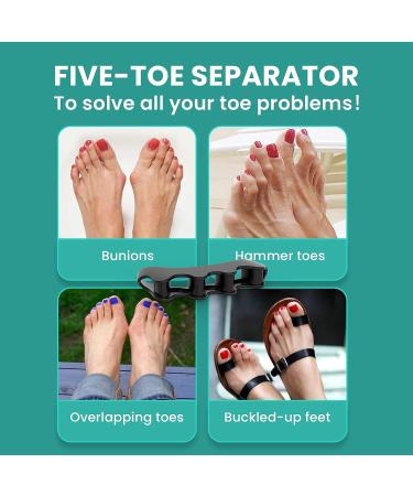 Welnove Toe Separator & Straightener 8 Pack - Bunion Corrector for Men and Women - Toe Spacers for Overlapping Toes - Ideal for Nighttime Running & Yoga Practice in Black/Blue - 4 Pair Pack - Buy Online on GoSupps.com