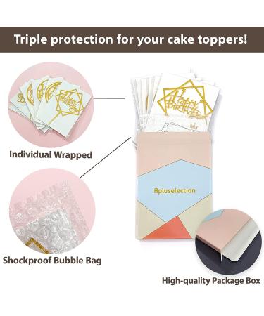 6-Pack Gold Birthday Cake Topper Set  Double-Sided Glitter  Acrylic Happy Birthday Cake Toppers /Cupcake Toppers  Birthday Decorations for Children or Adults. 6Pack-Gold2 - Buy Online on GoSupps.com