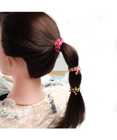 Braided Elastic Hair Ties - Pack of 100 Hair Ropes Ponytail Holder Scrunchies for Women/Girls - Random Color Assorted Bands - Buy Online on GoSupps.com