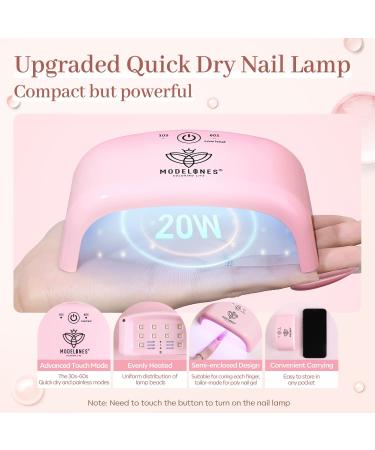 Modelones Polygel Nail Set - 6 Colors Pink & White UV Lamp Base & Top Coat - Perfect for Valentine's Day Nail Extensions - Buy Online on GoSupps.com