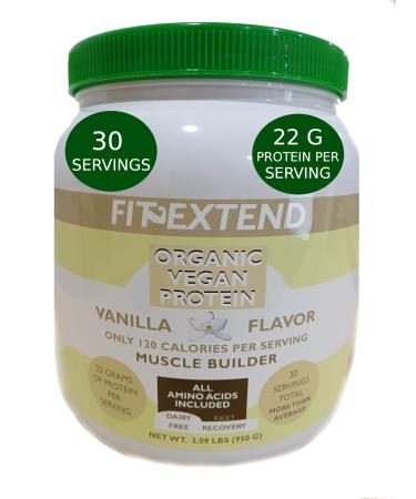 Vegan Protein Powder 30 Servings Organic Vanilla 22G Plant Protein Low 120 Calories Low Carb High Protein 0 Sugar 2 lb Ideal for Weight Loss Cooking Muscle Gain Men & Women Vanilla Cake Batter Flavor