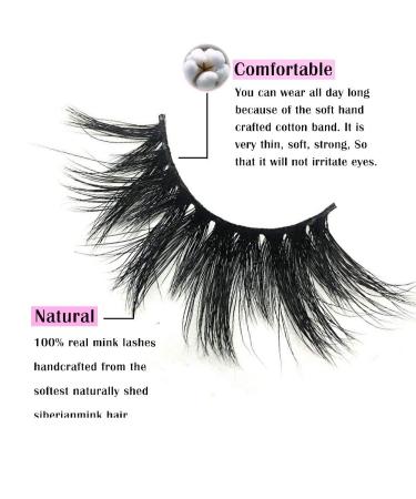 GOO GOO 3D Mink Eyelashes - 25mm Dramatic Long Siberian Mink Lashes - Handmade, Reusable False Eyelashes for Natural Layered Look - 1 Pair - Buy Online on GoSupps.com