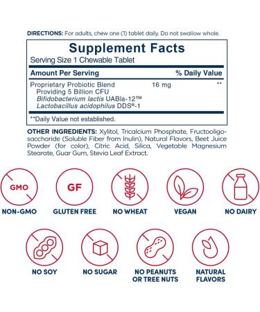 American Health Once Daily Chewable Probiotic - Natural Strawberry, 5 Billion CFU, 30 Tablets - Buy Online on GoSupps.com