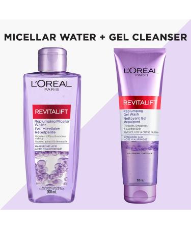 L'Oreal Paris Revitalift Replumping Micellar Water Face Wash Cleanser and Make Up Remover With Hyaluronic Acid 200 Ml 200 Milliliters - Buy Online on GoSupps.com
