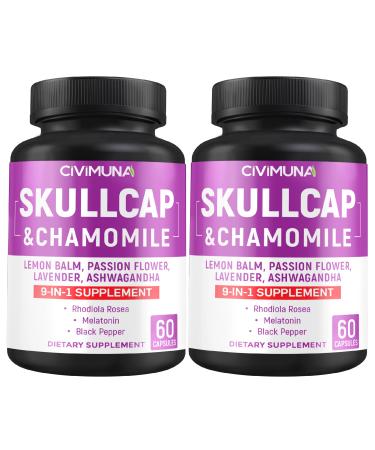 CIVIMUNA Skullcap Capsules with Skullcap Chamomile Lemon Balm and More - 120 Capsules for 4 Months Supply (Pack of 2)