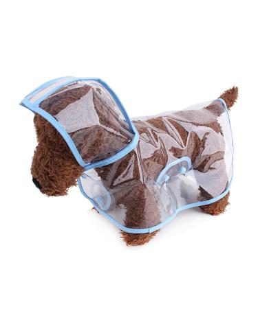 Petcute Hunders coat waterproof pet rain coat with hood transparent PVC breathable dog raincoat with button closure suitable for medium and large dogs m blue
