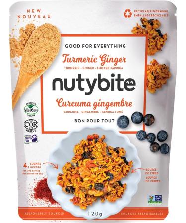 Nutybite Granola Clusters Turmeric Ginger Functional benefits Vegan Gluten Free No added sugar Non GMO Superfood snacks (4 x 120g) - Buy Online on GoSupps.com