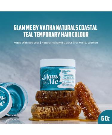 Vatika Naturals's Glam Me Coastal Teal Temporary Hair Colour - 6oz | Made With Bee Wax | Natural Hairstyle Colour | For Men & Women - Buy Online on GoSupps.com