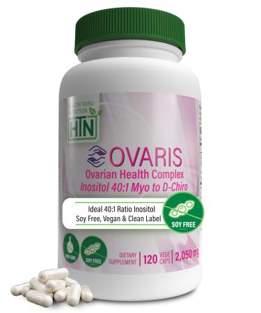 Health Thru Nutrition OVARIS | Ovarian Health Complex | Inositol 40:1 Myo to D-Chiro | Hormonal & Ovary Function Support | Vitamin B8 Supplement for Women | Certified Vegan Non-GMO | Pack of 120 120 Count (Pack of 1)