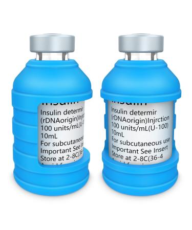 MEDMAX Insulin Via Bottle Protector Case for Diabetic, Insulin Vial Holder Silicone Protective Sleeve to Protect Your Insulin Vial from Breaking, for Most 10ML Insulin Vials, 2-Pack (Short-Blue)