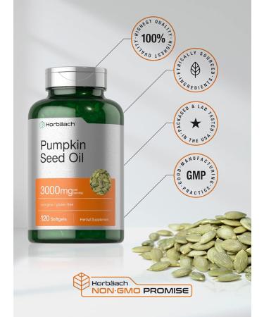 Horb ach Pumpkin Seed Oil | 3000mg | 120 Softgel Capsules | Cold Pressed Dietary Supplement | Non-GMO and Gluten Free Formula - Buy Online on GoSupps.com
