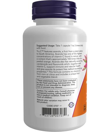 Now Foods Tru-C 60 Veg Capsules | Powerful Vitamin C Supplement for Immune Support - Buy Online on GoSupps.com