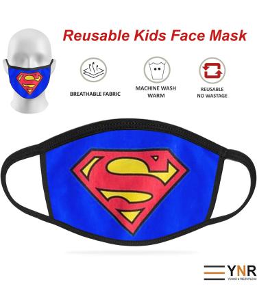 YNR Kids Boys Girls Face Mask Washable Breathable Reusable Mouth Protection Fun Printable Superman - Buy Online on GoSupps.com