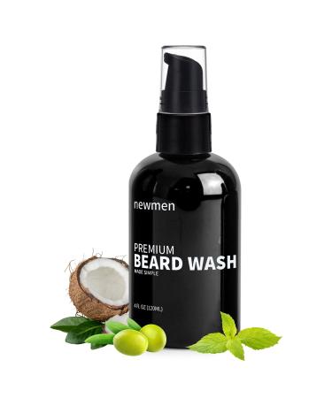 Newmen Beard Wash for Men - Beard Shampoo with Jojoba Oil & Coconut Oil, Natural Peppermint Scent with Beard Oil, Softens and Conditions Facial Hair, Beard Moisturizer