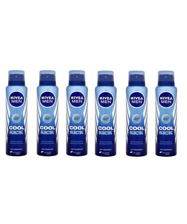 Set of 6 Nivea Cool Kick Spray Deodorant & Anti-Perspirant 48H for Men 5.07 Oz/ 150ml
