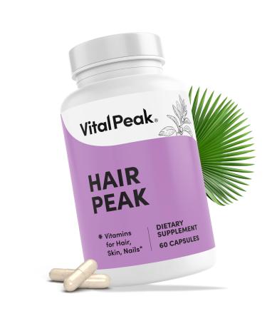 Vital Peak Hair Peak - Hair Growth Supplement - Hair Vitamins to Support Healthy Hair with Biotin Collagen Saw Palmetto Extract Keratin Iron Ionide Zinc - Gluten Free Dairy Free - 60 Capsules