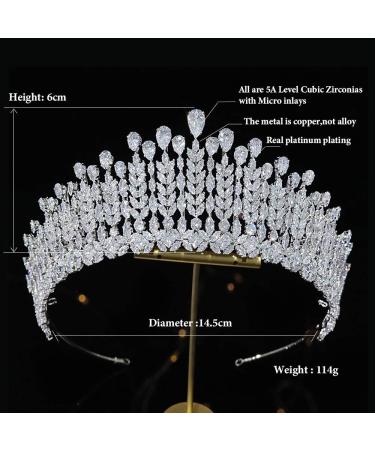 Aoligrace Wedding Queen CZ Pageant Crown - Silver Tall Cubic Zirconia Tiara for Women - Buy Online on GoSupps.com