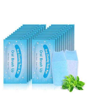 Gisdo Mint-Flavored Oral Finger Wipes Teeth Whitening Wipes Oral Cleaning Wipe (Light Blue 120 Pcs) 120 Pack Light Blue