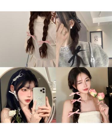 12 Pieces Cute Hair Clips Solid Color Bow Alligator Hair Clips Ribbon Bow Clips Girls Bow Hair Clips for Women Girls Hair Accessories (Pink Off White Black Milk Yellow) - Buy Online on GoSupps.com