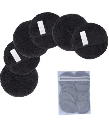 Kinhwa make -up removered Pads Reusable Smink pads Washable microfiber Smink pads face super soft facial cleaning pads with laundry bag black 6 pieces (1 Pack) black