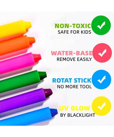 UV Blacklight Neon Face Paint Stick Set - 6 Colors Non Toxic Body Paint for Adults - Club Makeup Kit for Party Carnival - Buy Online on GoSupps.com
