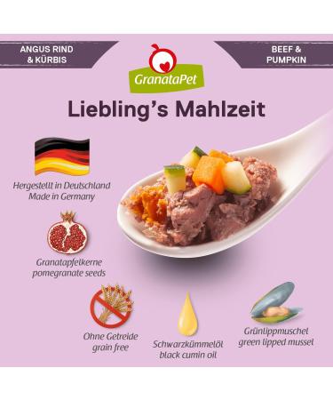 Granatapet Liebling's Meal Angus Beef & Pumpkin Wet Dog Food - Grain & Sugar Free 6 x 800g - Premium Single Feed - Buy Online on GoSupps.com
