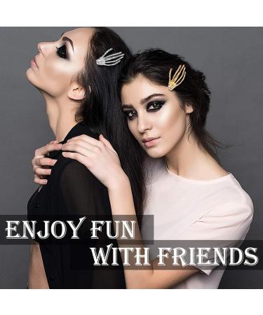 Rhinestone Skeleton Hand Hair Clip Set - Halloween Punk Rock Hairpin for Women & Girls - 4 Pack - Buy Online on GoSupps.com