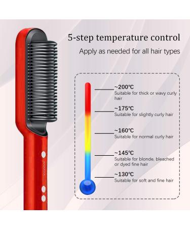 2-in-1 Hair Straightener Brush & Curler - Negative Ion Heated Comb with 5 Temp Settings | Fast Heating Anti-Scald Design (Red) - International Shipping Available - Buy Online on GoSupps.com