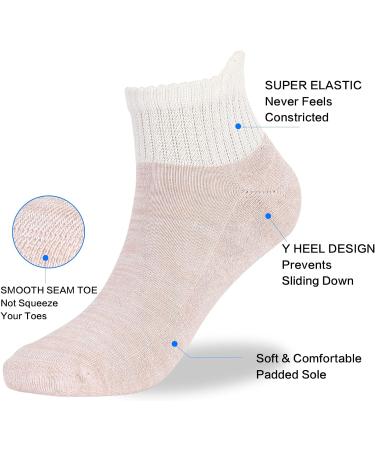 Athlemo Bamboo Diabetic Socks 6 Pairs for Men & Women | Circulation Support No-Binding Ankle | Black/White/Pink | Size 9-11 - Buy Online on GoSupps.com