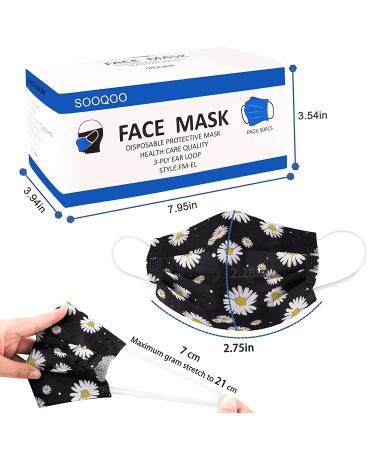 3 Ply 50 Pcs Individually Wrapped Disposable Earloop Face Masks - Adult Black/White - Buy Online on GoSupps.com