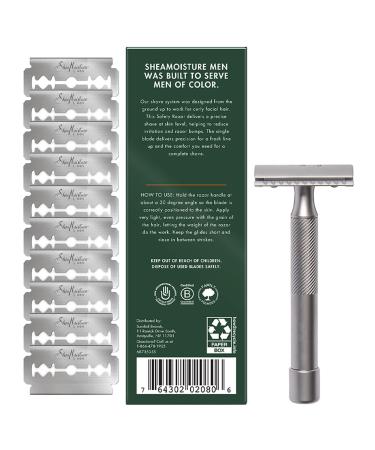 Shea Moisture Men's Double Edge Safety Razor Set | Stainless Steel Razor & 10 Platinum Blades | Perfect Dad Gifts | International Shipping - Buy Online on GoSupps.com