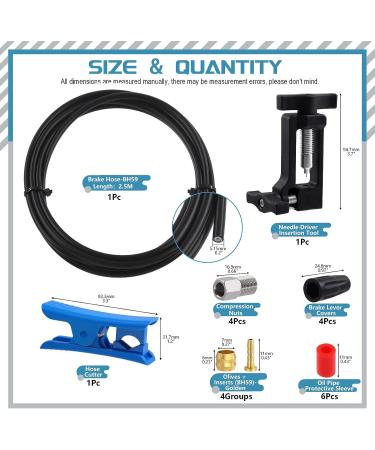 Cimeton 25Pcs Bicycle Hydraulic Hose Fitting Tool Kit - Includes Needle Driver, Hose Cutter, Compression Nuts, and Brake Lever Covers for BH59 System - Buy Online on GoSupps.com