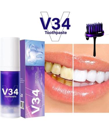 Purple Teeth Whitening Toothpaste V34 Toothpaste Orthodontic Toothpaste V34 Purple Orthodontic Toothpaste Teeth Whitening Toothpaste Removes Stains - Buy Online on GoSupps.com