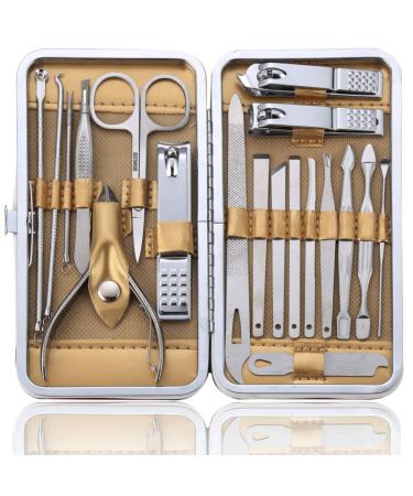 Manicure Set Pedicure Kit Professional 19 Pcs Nail Clipper for Men & Women Stainless Steel Sharp Cutter Grooming Nose Hair Scissors Black Fingernails & Toenails with Portable Case (Wine red_19 pieces) - Buy Online on GoSupps.com