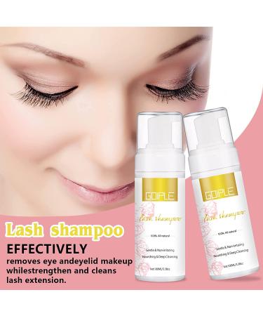 WOZUTUNT 100ml Eyelash Extension Cleanser & Lash Mousse - Professional Grade Makeup Remover for Natural & Extension Lashes - Includes Cotton Puff - 3.38Oz - Buy Online on GoSupps.com