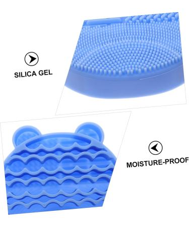Housoutil 2 1 Makeup Brush Holder Makeup Cleaner Pad Facial Brush Silicone Holder Cosmetic Brush Cleaning Facial Scrubber Makeup Brush Drying Holder Brush Washing Mat Storage Box Silica Gel 11x10cm Blue - Buy Online on GoSupps.com