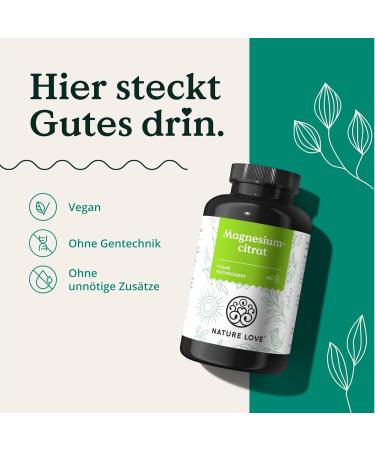 Nature Love Magnesium Citrate 2320 mg - High-Dose 180 Capsules Vegan & Additive-Free Laboratory Tested Made in Germany - Boost Your Magnesium Levels! - Buy Online on GoSupps.com