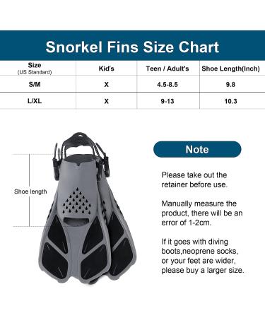 BOMCET Snorkel Fins - Compact Adjustable Swim Flippers for Adults - Short-Blade Diving Fins for Efficient Swimming - Ideal for Snorkeling & Travel - X/L 9-13 - Buy Online on GoSupps.com