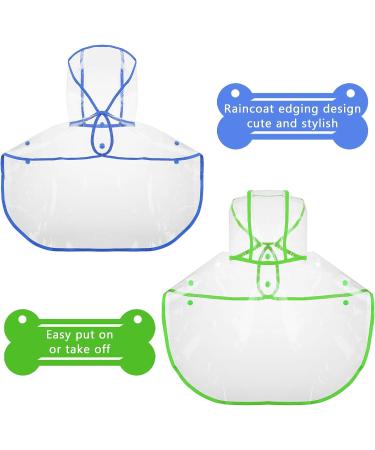 2 Piece Clear Pet Dog Raincoat Hooded Rain Jacket for Small Medium Dogs - Blue/Green S - Buy Online on GoSupps.com