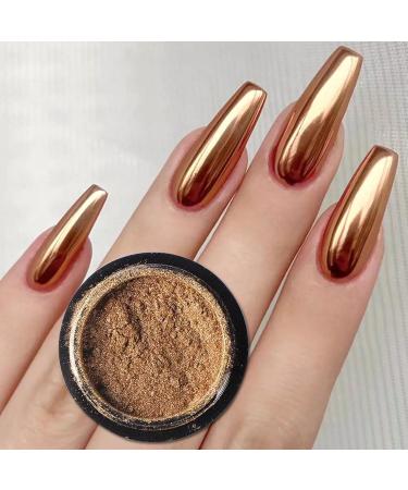 Nail Chrome Powder Gold Effect Pure Metallic Dust Sequins UV Gel Nail Pigment Powder for Nails Art Decoration Chrome Nail Powder (Champagne) - Buy Online on GoSupps.com