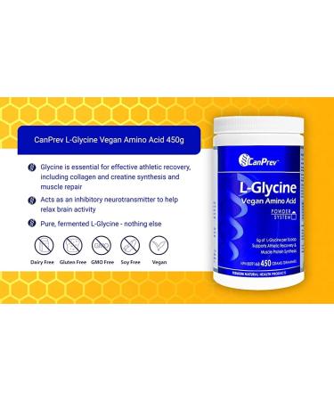 CanPrev L-Glycine Vegan Amino Acid | 450g Powder l Essential For Effective Athletic Recovery l Pure L-Glycine l Help Relax Brain Activity - Buy Online on GoSupps.com