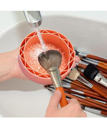 Silicone Makeup Cleaning Bowl | Multi-Purpose Bowl for Cleaning Makeup Brush - Soft Scrubber with High Elasticity for Eyeliner Brushes Cosmetic Sponge Blush Brush Neflum Orange1 - Buy Online on GoSupps.com